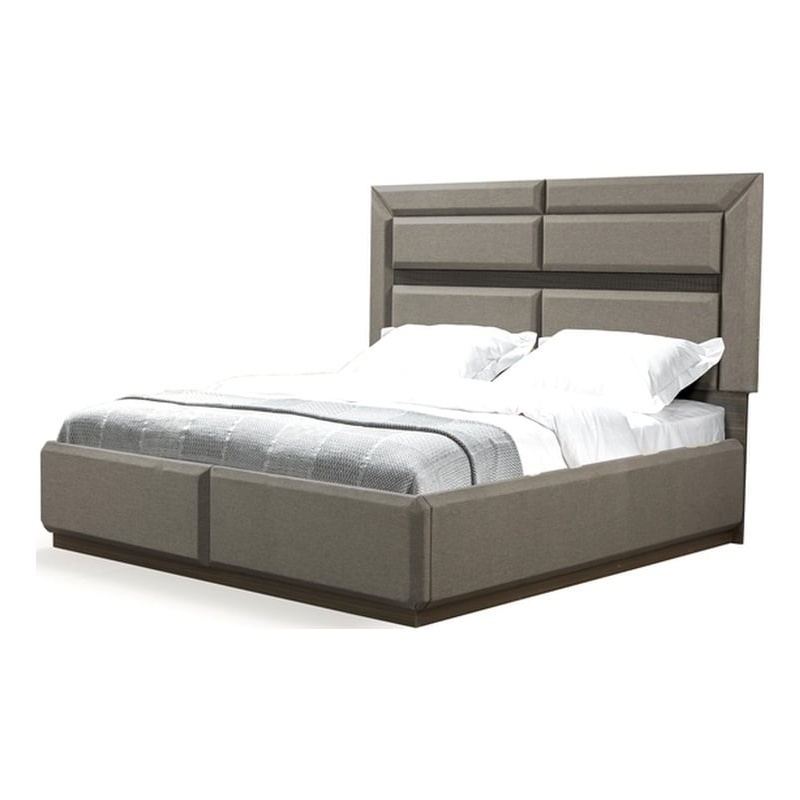 Solid Wood King Platform Bed in Brown