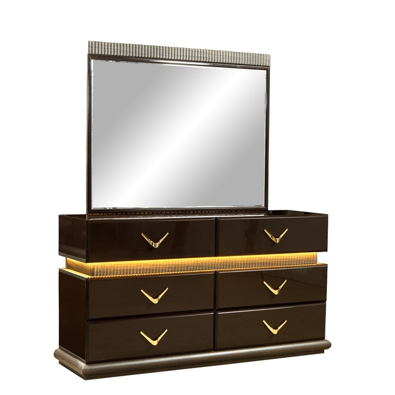 Dunhill Modern Style Mirror Made with Wood in Brown(NO DRESSER)