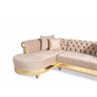 Julia Gold Detailed Tufted Upholstery Sectional made with Wood In Taupe