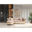 Julia Gold Detailed Tufted Upholstery Sectional made with Wood In Taupe