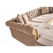 Julia Gold Detailed Tufted Upholstery Sectional made with Wood In Taupe