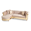 Julia Gold Detailed Tufted Upholstery Sectional made with Wood In Taupe