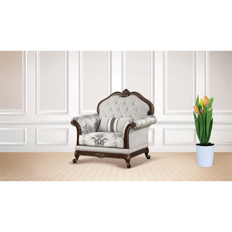 Gloria Traditional Style 5PC Living Room Set Made with wood in Ivory