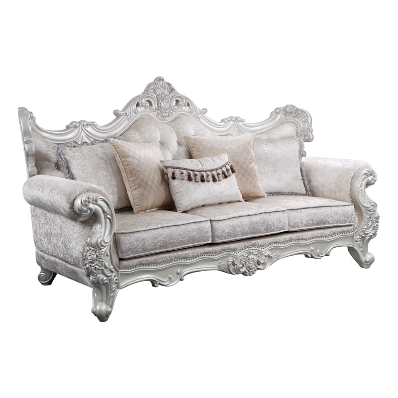 Melrose Traditional Style 5PC Living Room Set Made with Wood in Silver