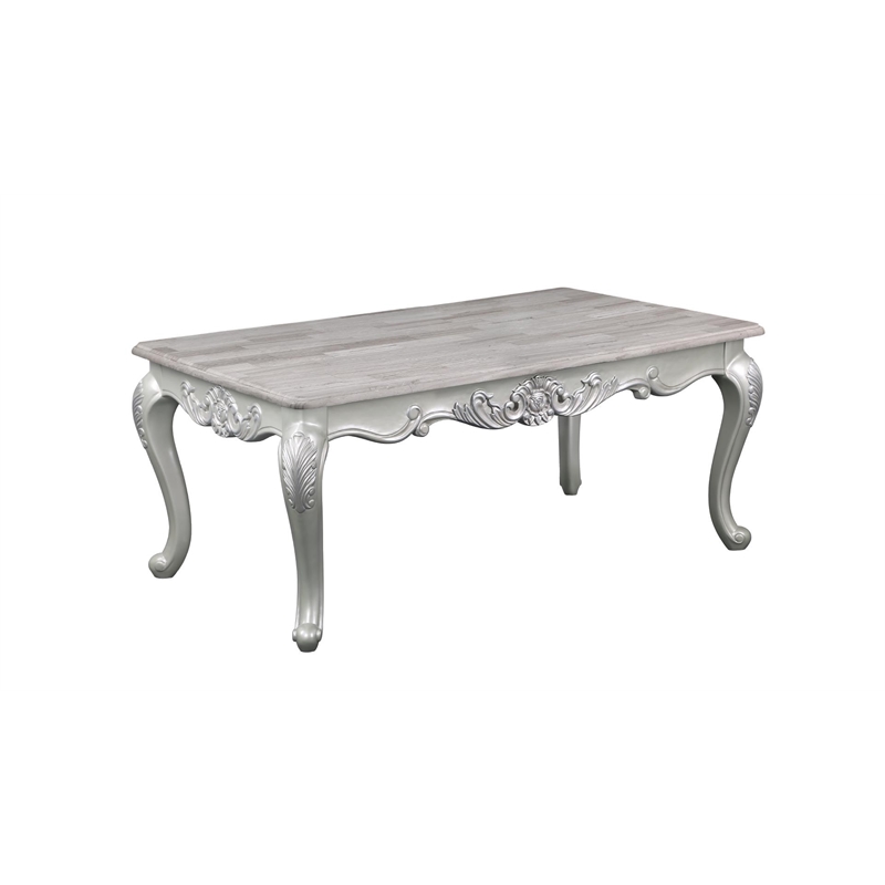 Melrose Traditional Style 5PC Living Room Set Made with Wood in Silver