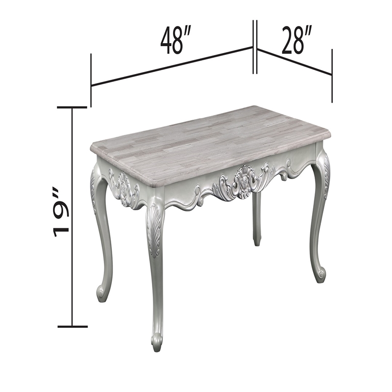 Melrose Traditional Style 5PC Living Room Set Made with Wood in Silver