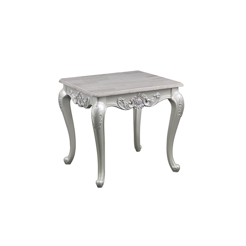 Melrose Traditional Style 5PC Living Room Set Made with Wood in Silver