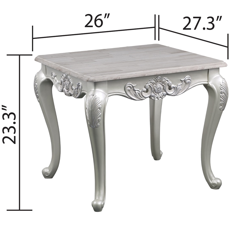 Melrose Traditional Style 5PC Living Room Set Made with Wood in Silver
