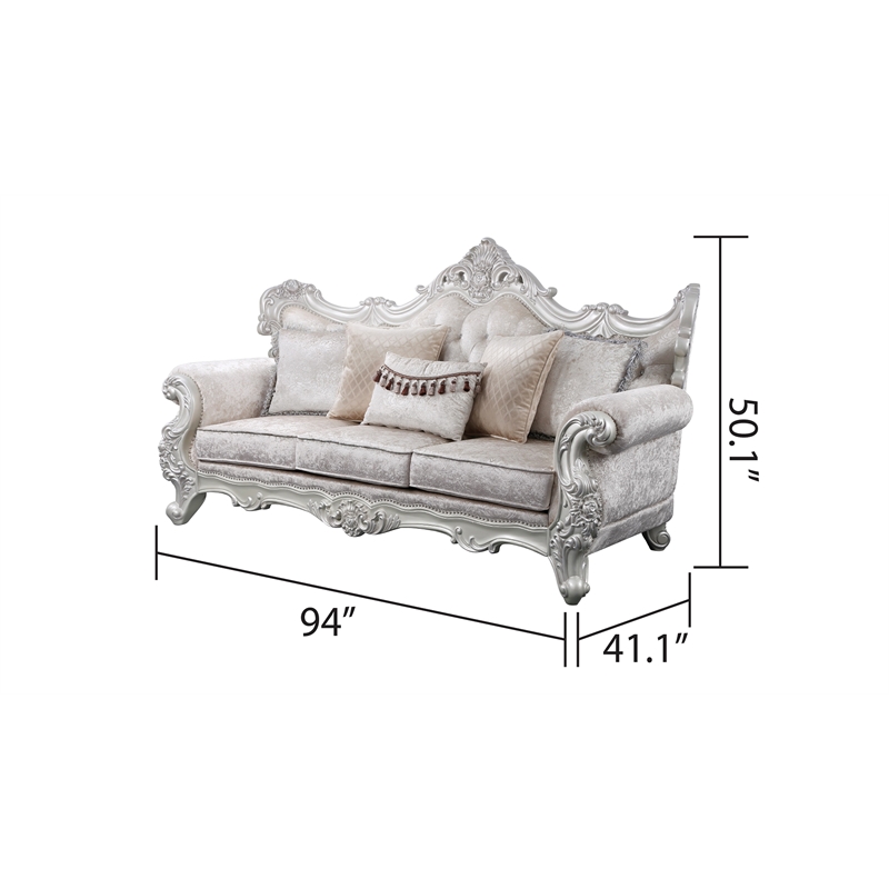 Melrose Traditional Style 5PC Living Room Set Made with Wood in Silver