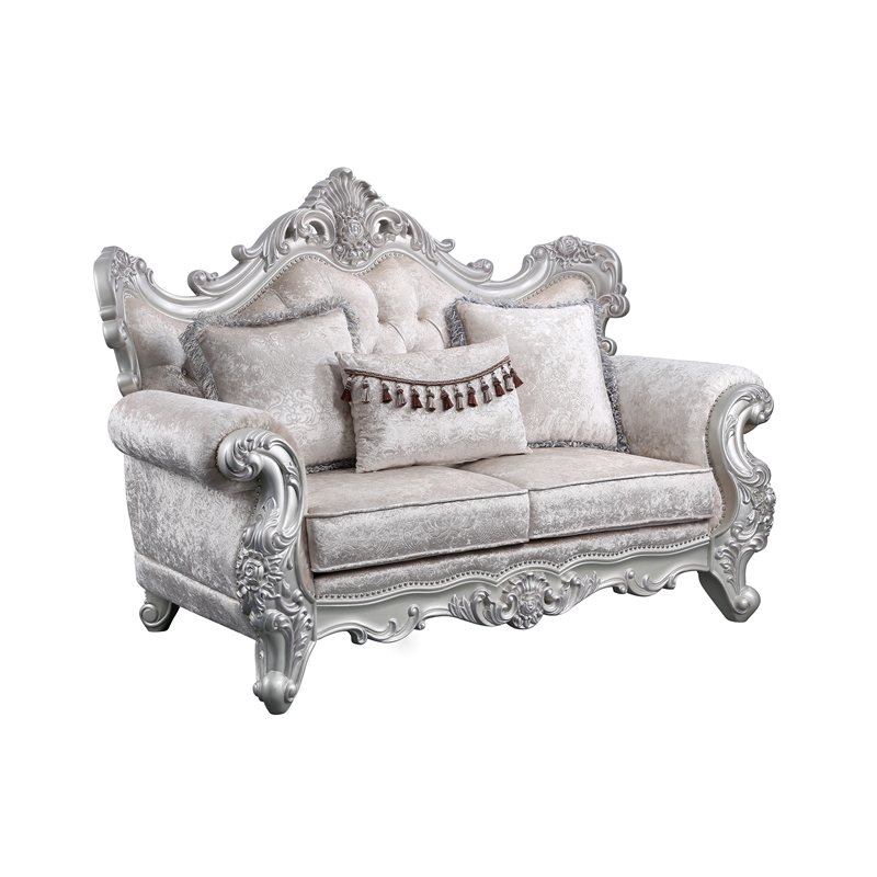 Melrose Traditional Style 5PC Living Room Set Made with Wood in Silver