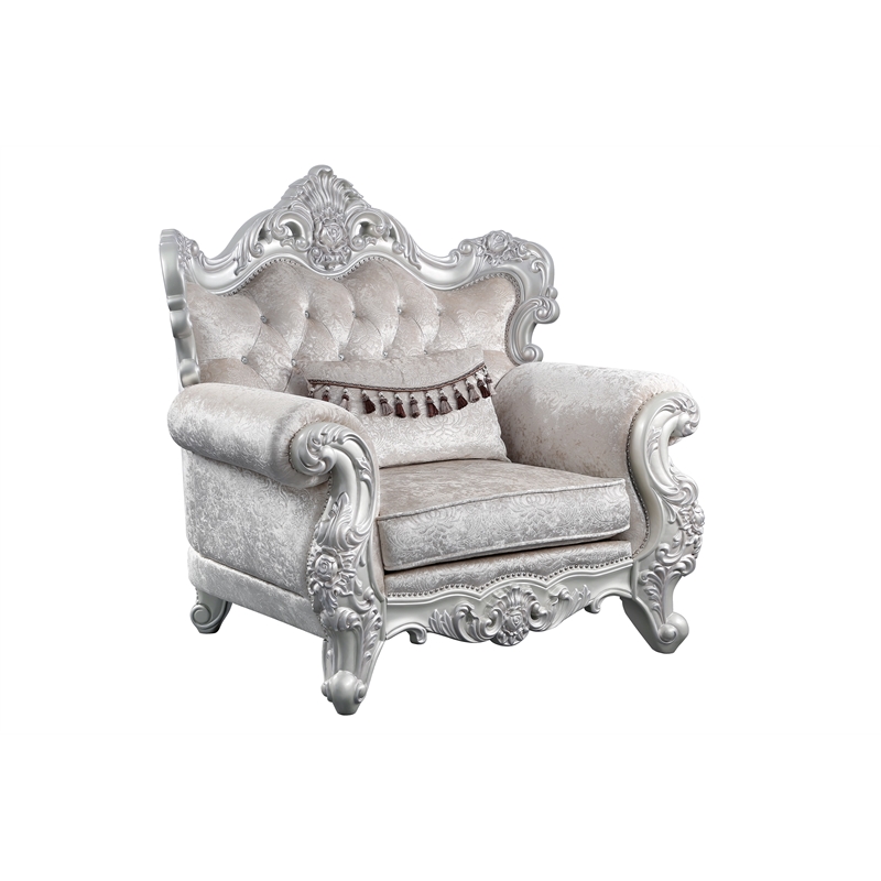 Melrose Traditional Style 5PC Living Room Set Made with Wood in Silver