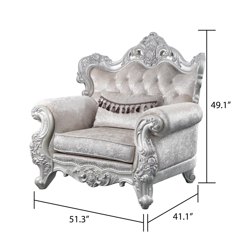 Melrose Traditional Style 5PC Living Room Set Made with Wood in Silver