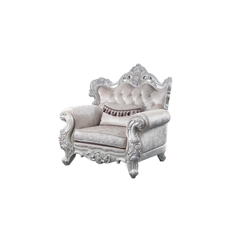 Melrose Traditional Style 5PC Living Room Set Made with Wood in Silver