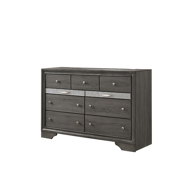 Matrix Traditional Style Full 4 PC Storage Bedroom Set made with Wood  in Gray