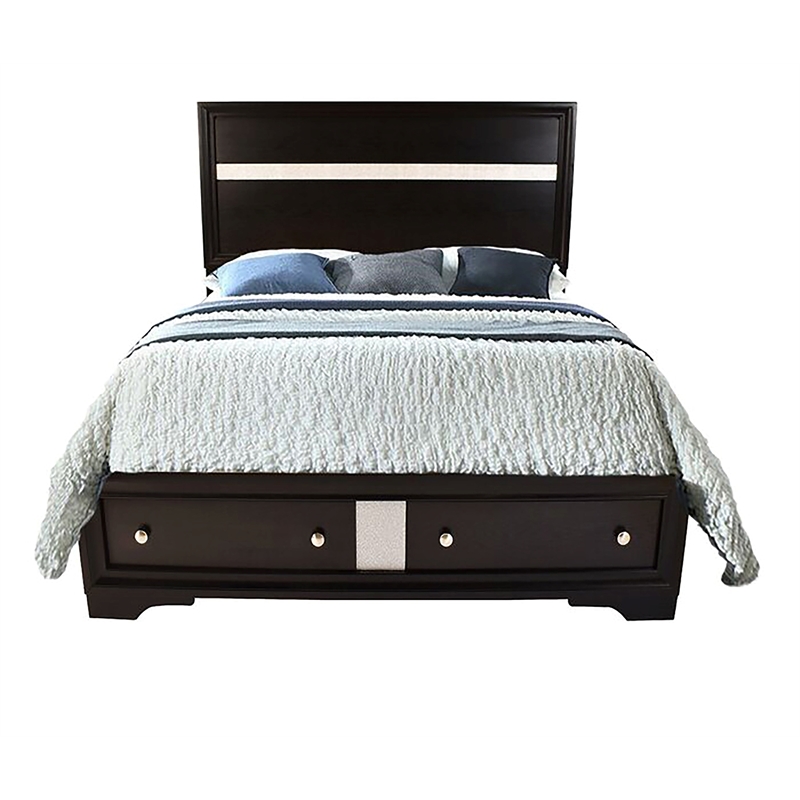 Matrix Traditional Style Full 4 PC Storage Bedroom Set made with Wood  in Black