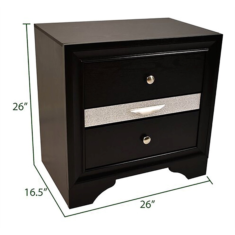 Matrix Traditional Style Full 4 PC Storage Bedroom Set made with Wood  in Black