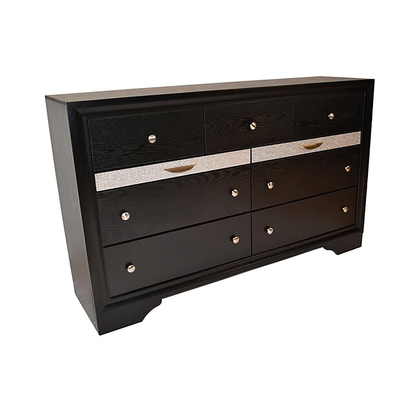 Matrix Traditional Style Full 4 PC Storage Bedroom Set made with Wood  in Black
