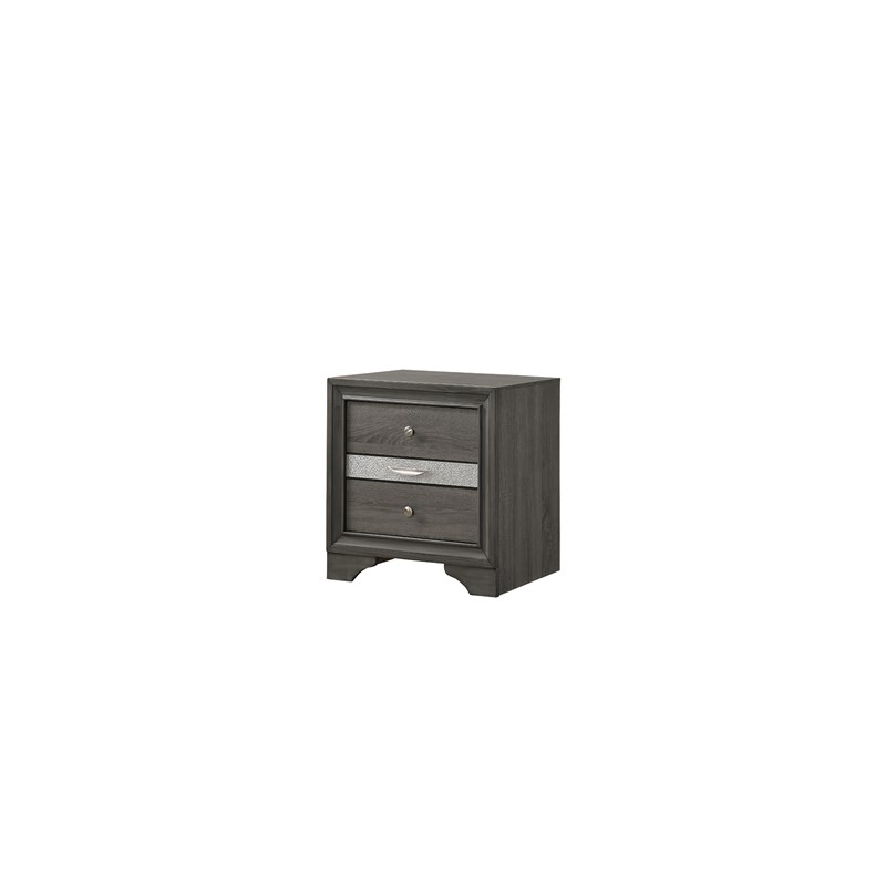 Matrix Traditional Style Full 5 PC Storage Bedroom Set made with Wood in Gray