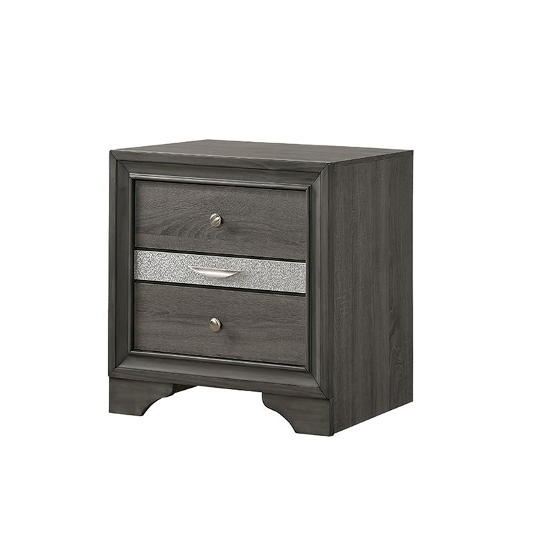 Matrix Traditional Style Full 5 PC Storage Bedroom Set made with Wood in Gray