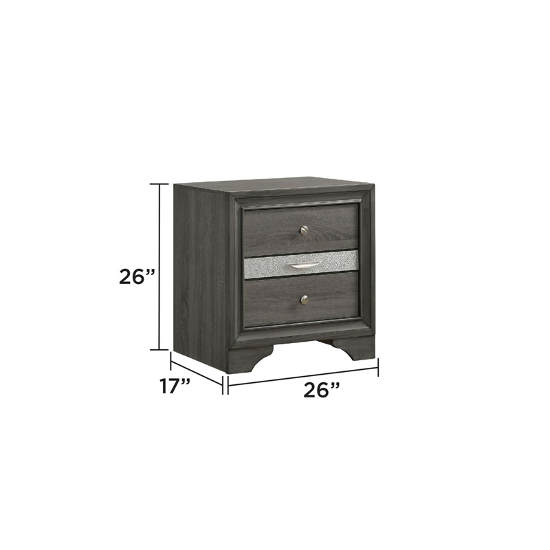 Matrix Traditional Style Full 5 PC Storage Bedroom Set made with Wood in Gray