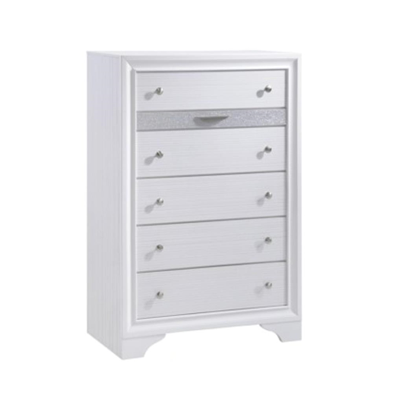 Matrix Traditional Style Full 5 PC Storage Bedroom Set made with Wood in White