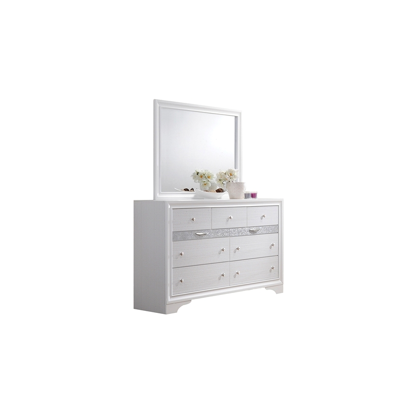 Matrix Traditional Style Full 5 PC Storage Bedroom Set made with Wood in White