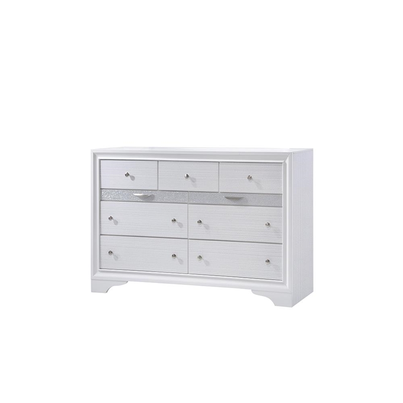 Matrix Traditional Style Full 5 PC Storage Bedroom Set made with Wood in White