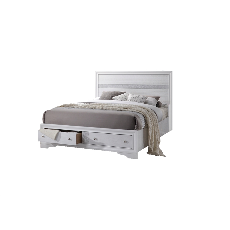 Matrix Traditional Style Full Size Storage Bed made with Wood in White