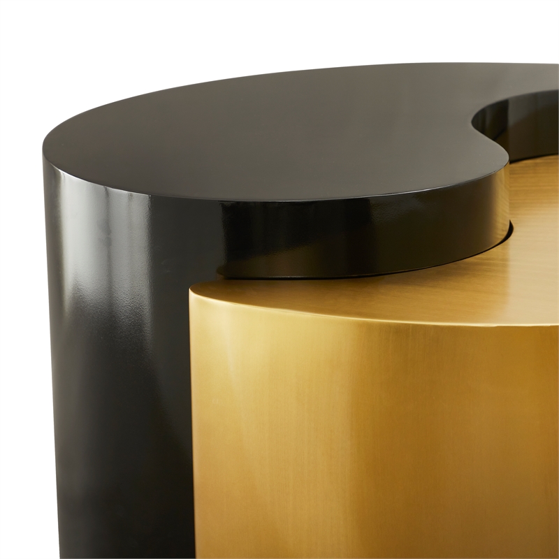 Ying Yang Modern Iron Sheet Frame Round Coffee Table in Black and Gold