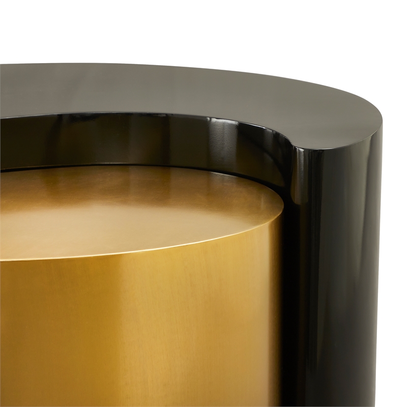 Ying Yang Modern Iron Sheet Frame Round Coffee Table in Black and Gold