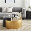 Ying Yang Modern Iron Sheet Frame Round Coffee Table in Black and Gold