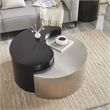 Ying Yang Modern Iron Sheet Frame Round Coffee Table in Black and Silver