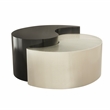 Ying Yang Modern Iron Sheet Frame Round Coffee Table in Black and Silver