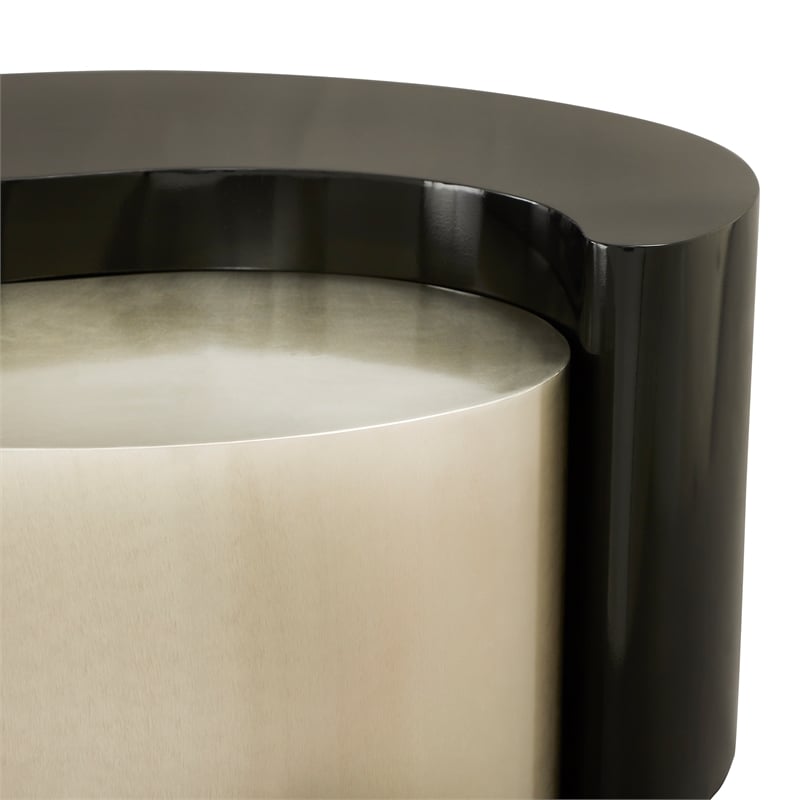 Ying Yang Modern Iron Sheet Frame Round Coffee Table in Black and Silver