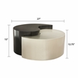 Ying Yang Modern Iron Sheet Frame Round Coffee Table in Black and Silver