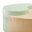Ying Yang Modern Iron Sheet Frame Round Coffee Table in Mint and Taupe