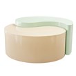 Ying Yang Modern Iron Sheet Frame Round Coffee Table in Mint and Taupe