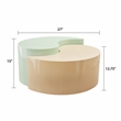 Ying Yang Modern Iron Sheet Frame Round Coffee Table in Mint and Taupe