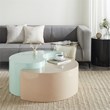 Ying Yang Modern Iron Sheet Frame Round Coffee Table in Mint and Taupe