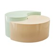 Ying Yang Modern Iron Sheet Frame Round Coffee Table in Mint and Taupe