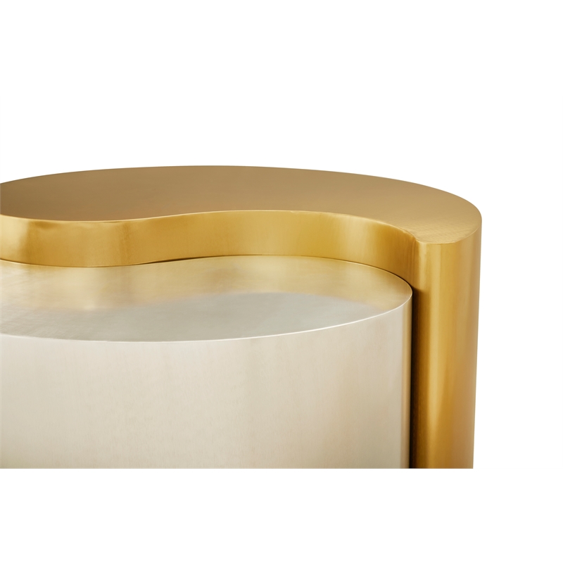Ying Yang Modern Iron Sheet Frame Round Coffee Table in Gold and Silver