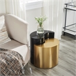 Ying Yang Modern Style End Table Made with Iron Sheet Frame in Black & Gold