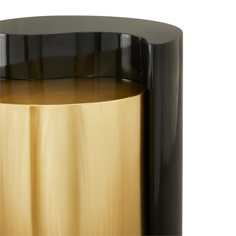 Ying Yang Modern Style End Table Made with Iron Sheet Frame in Black & Gold