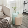 Ying Yang Modern Style End Table Made with Iron Sheet Frame in Mint & Taupe