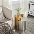 Ying Yang Modern Style End Table Made with Iron Sheet Frame in Gold & Silver