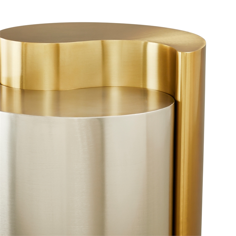 Ying Yang Modern Style End Table Made with Iron Sheet Frame in Gold & Silver