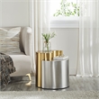 Ying Yang Modern Style End Table Made with Iron Sheet Frame in Gold & Silver