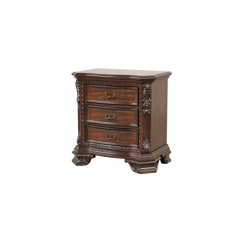 Vintage Traditional Style Queen 5PC Bedroom Set Made With Wood in Walnut