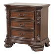 Vintage Traditional Style 3-Drawer Nightstand Made With Wood in Walnut