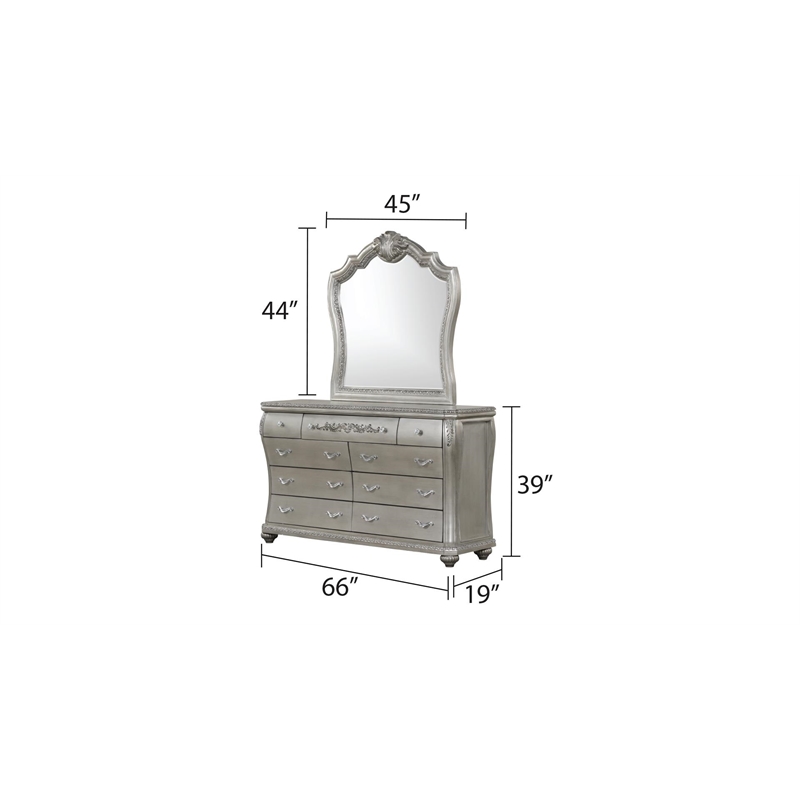 Destiny Traditional Style Designed Mirror Made With Wood in Silver color